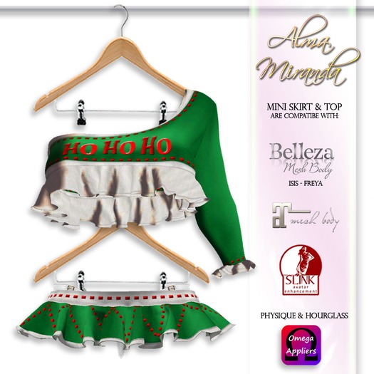 .: AlmaMiranda :. Naughty Santa Mini Skirt Outfit Green