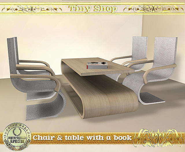 Chair & table with a book,100% mesh (full perm).