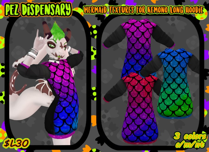 Pez Dispensary ~ Mermaid Texture Pack for Kemono Long Hoodie