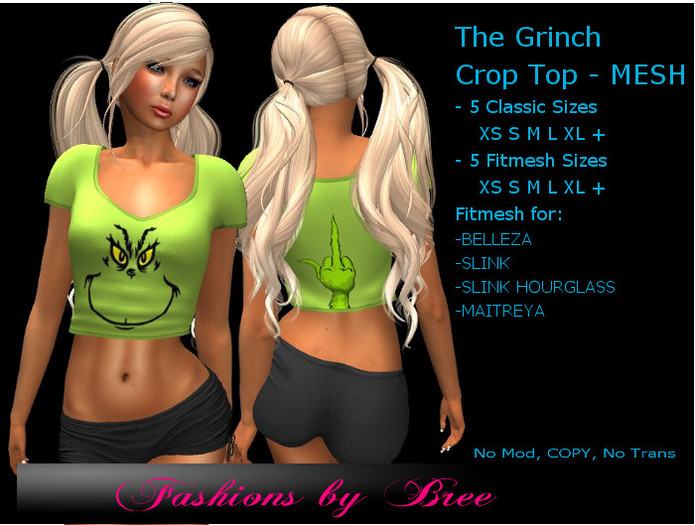 Grinch w Finger Crop Top [Wear me to unpack]