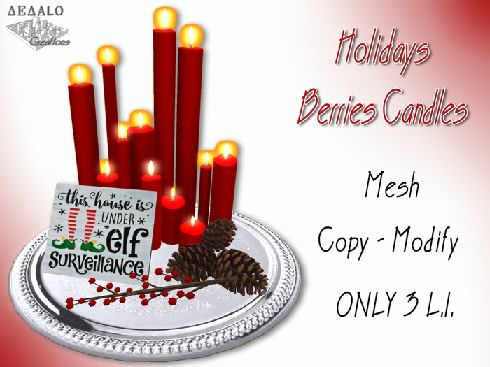 Holidays Berries Candles - Mesh - F