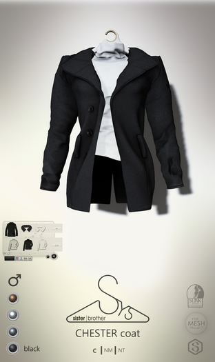 [sYs] CHESTER coat M (fitted & body mesh) - black
