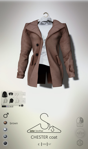 [sYs] CHESTER coat M (fitted & body mesh) - brown