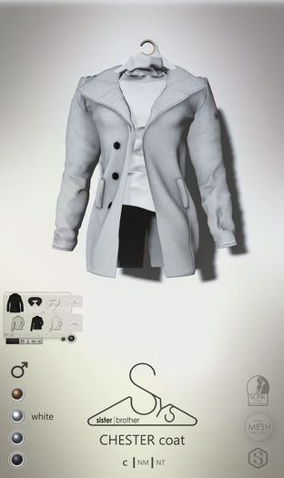 [sYs] CHESTER coat M (fitted & body mesh) - white