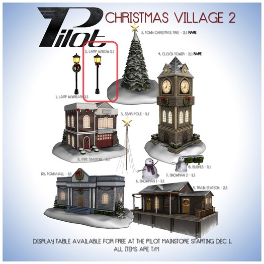 PILOT - Christmas Village 2 - Lamp wBow 