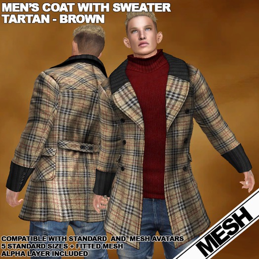 RGDW - Mesh Men's Coat with Sweater - Tartan