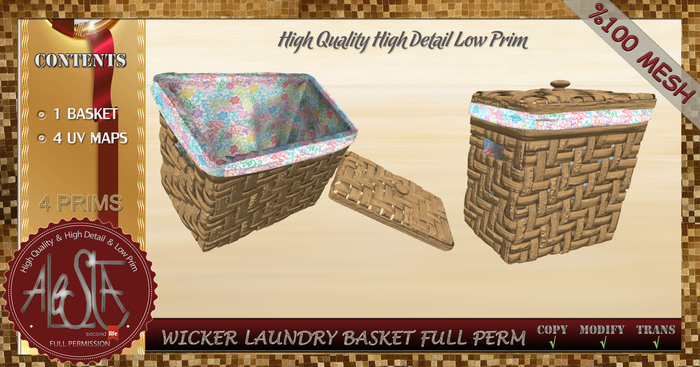 ALESTA << Mesh Wicker Laundry Basket Full Perm
