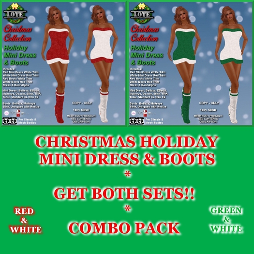 LOTE - CHRISTMAS MINI DRESS AND BOOTS - COMBO PACK (boxed)