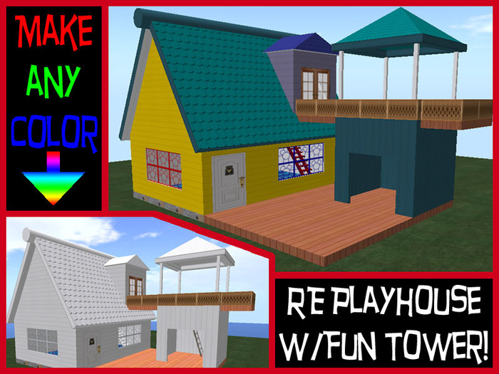 RE Playhouse w/Fun Tower - Make Any Color! - Home/Cartoon/Kids