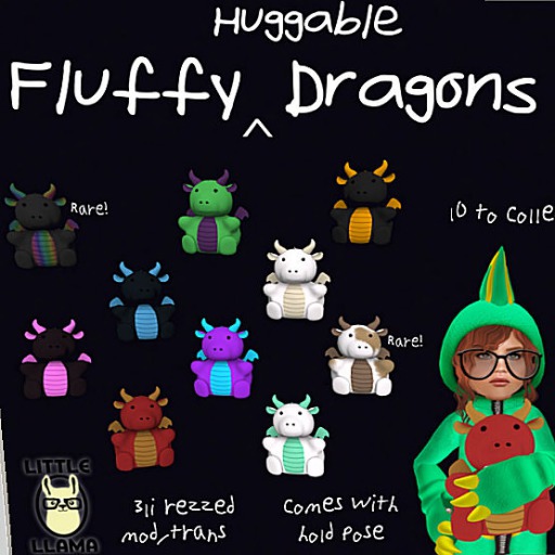 Little Llama - Fluffy Dragons - Pink