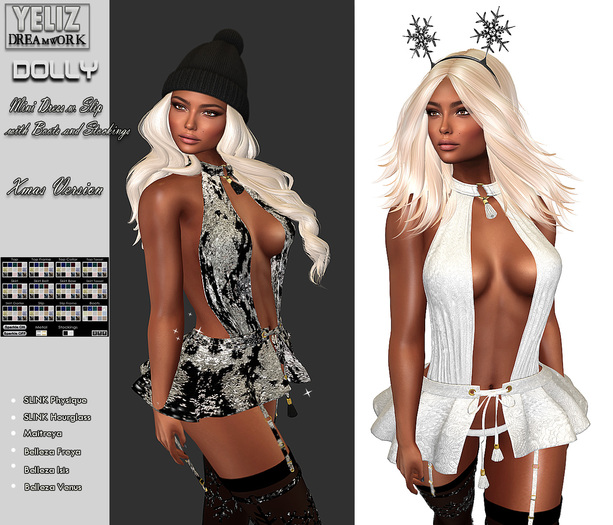 .:-->> YELIZ <<--:.  *DOLLY-Xmas* Mini Dress ● Boots ● Stockings - HUD -