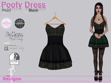 Poofy Dress Plaid Black
