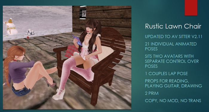 Rustic Lawn chair, V2 - copyable