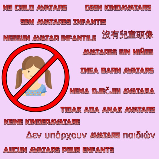**No Child Avatar Sign - Pink
