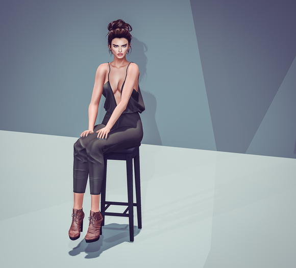 Po^Z Bento - casual female stool pose 5