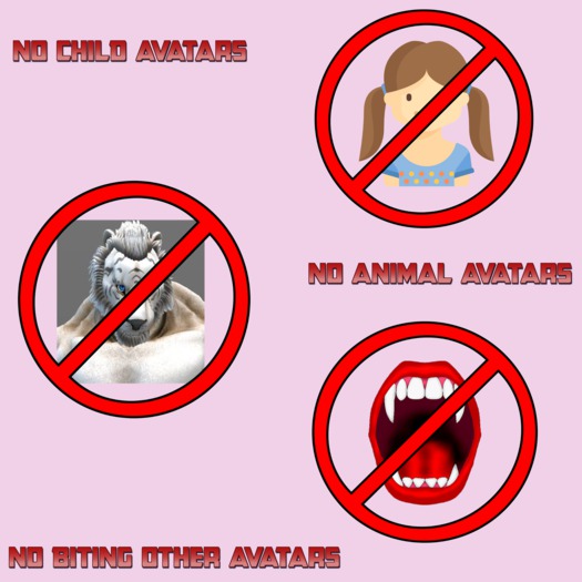 No Biting No Child No Animal Sign - Pink