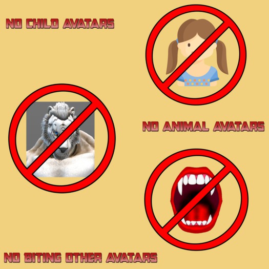 No Biting No Child No Animal Sign - Peach