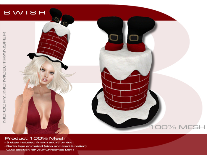 BWISH - Christmas Santa Stuck In Chimney - Scripted 3 Sizes