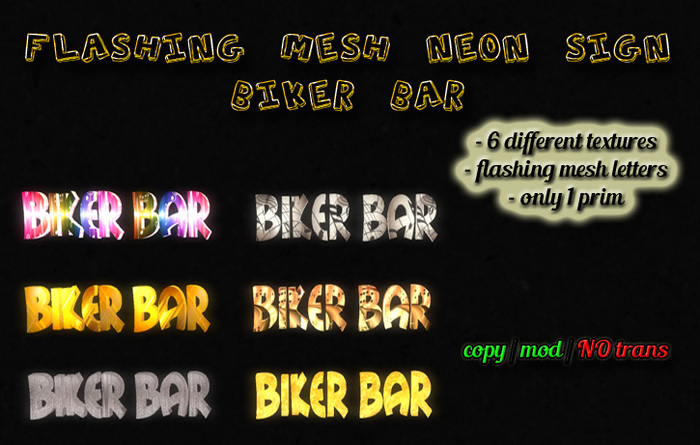 [Crazy] Neon Sign Mesh Biker Bar