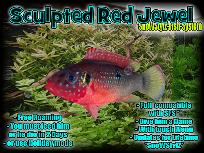 Red Jewel - sculpted roaming fully animated fish - *SnoWStylZ*