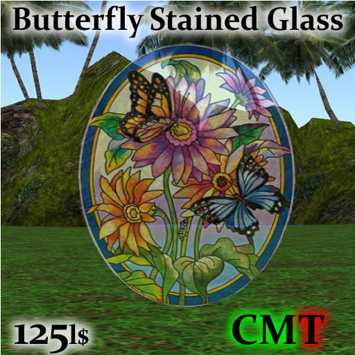 butterfly stained glass oval
