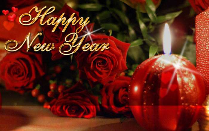 Happy New Year  Roses Card with firework poofer