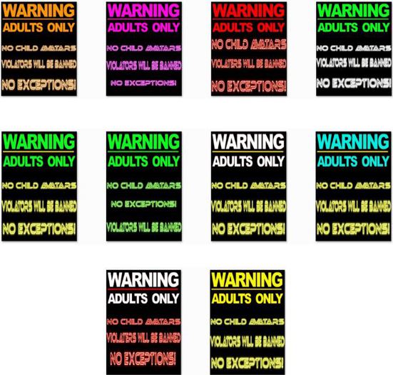 No Child Avatar Warning - 10 Boxes of Colors