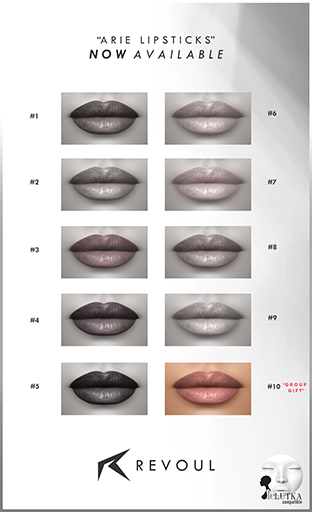Revoul Lefort.Aria Lipsticks - Lelutka Applier GIFT!