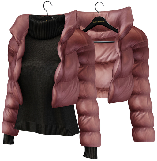 fame femme: Puff Jacket Set - Mesa Rose