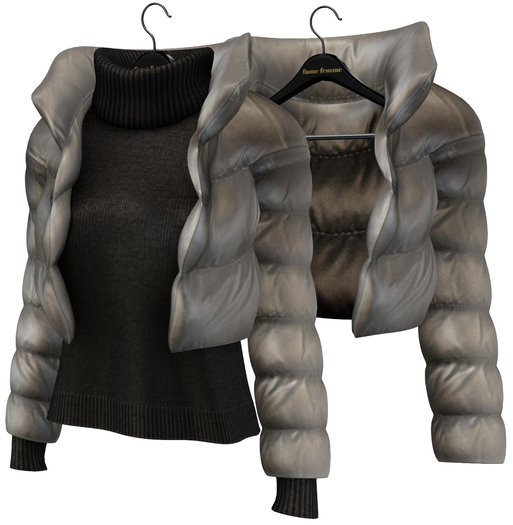 fame femme: Puff Jacket Set - Grey
