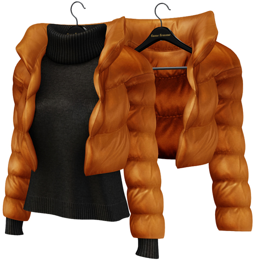 fame femme: Puff Jacket Set - Desert Sun