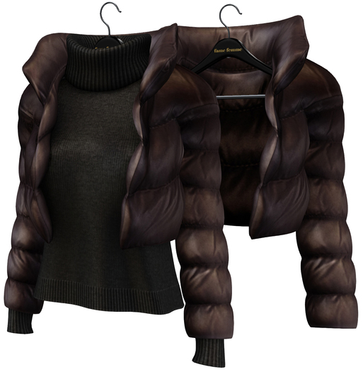 fame femme: Puff Jacket Set - Chocolate Torte