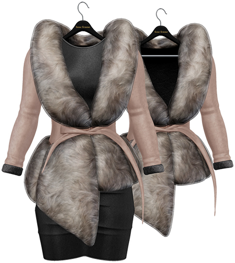 fame femme: Belted Fur Jacket & Dress - Rose