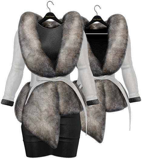 fame femme: Belted Fur Jacket & Dress - White