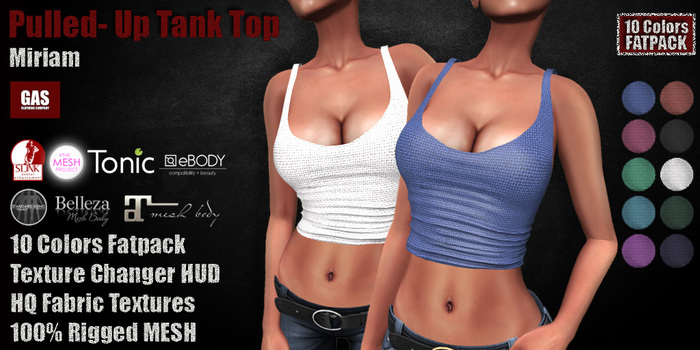 GAS [Pulled- Up Tank Top Miriam - 10 Colors w/HUD FATPACK]