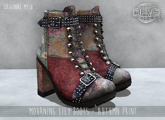 -DRD- Mourning Lily Boots - Autumn Print