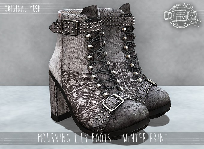 -DRD- Mourning Lily Boots - Winter Print (add)