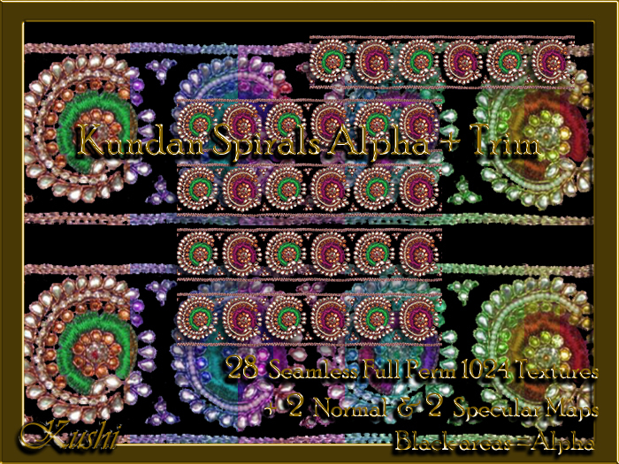 !Kushi! KundanSpiralsALPHA Textures -WEAR TO UNPACK