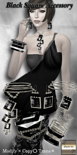 ((Crystal line))Black Square Accessory set