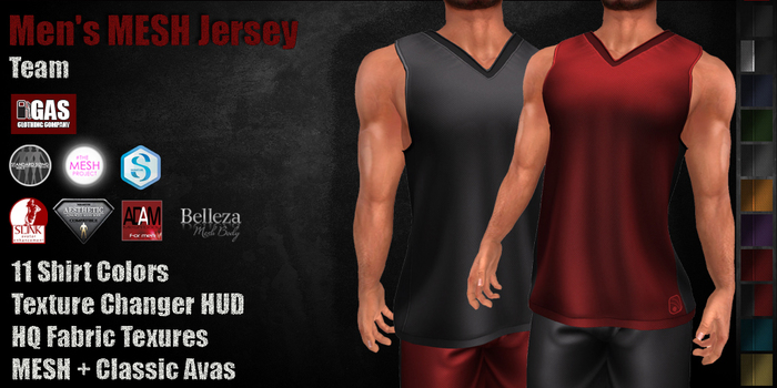 GAS [Men's MESH Jersey Team - 11 Colors with HUD]
