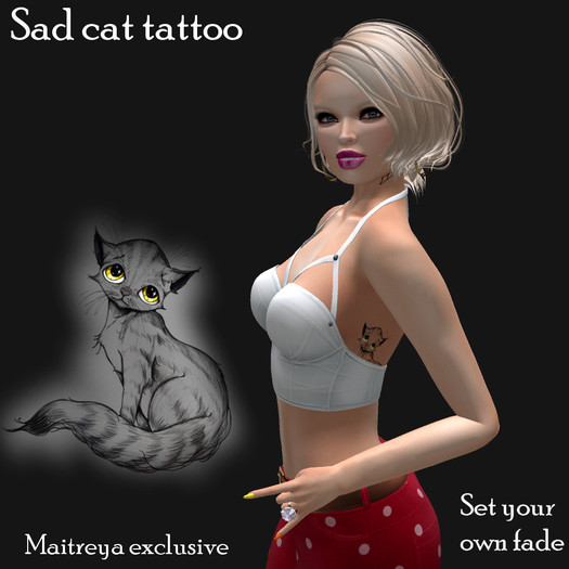 Sad cat tattoo