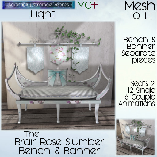 ~ASW~ The Briar Rose Slumber Bench & Banner -Light