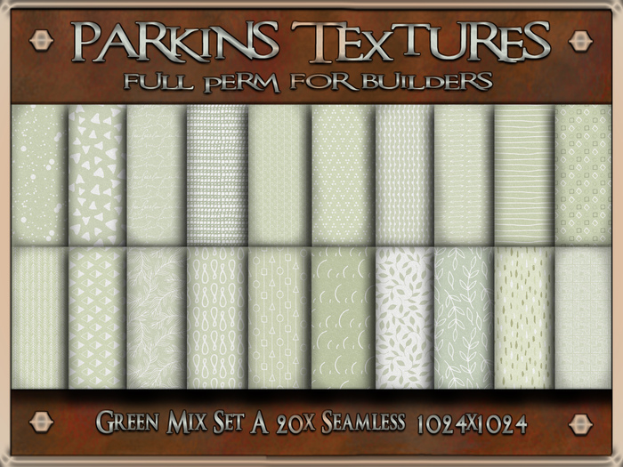 Parkins Textures - Green Mix Set A - 20x Full Perm Seamless 1024x1024 - Fabric, Material, Gown, Pattern, Cloth