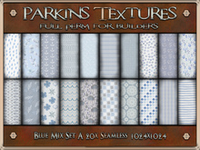 Parkins Textures - Blue Mix Set A - 20x Full Perm Seamless 1024x1024 - Fabric, Material, Gown, Pattern, Cloth