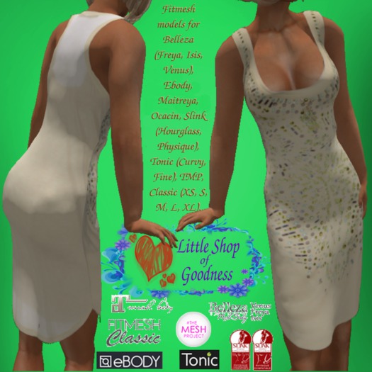 Beige Beaded Dress, Deep Cleavage, Slotted Skirt Fitmesh Belleza, Ebody, Maitreya, Ocacin, Slink, Tonic, TMP, Classic