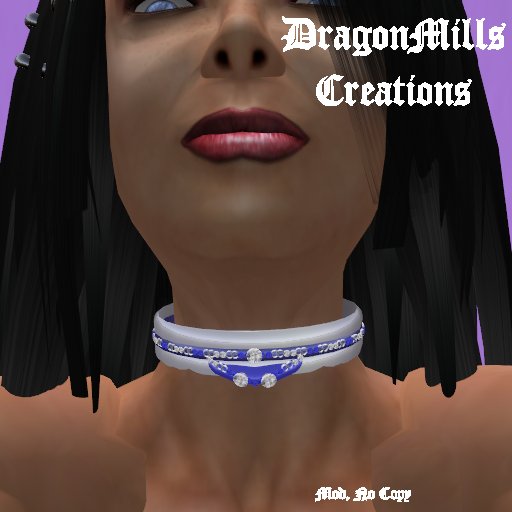 Diamond N Silver Choker 3  (blue)