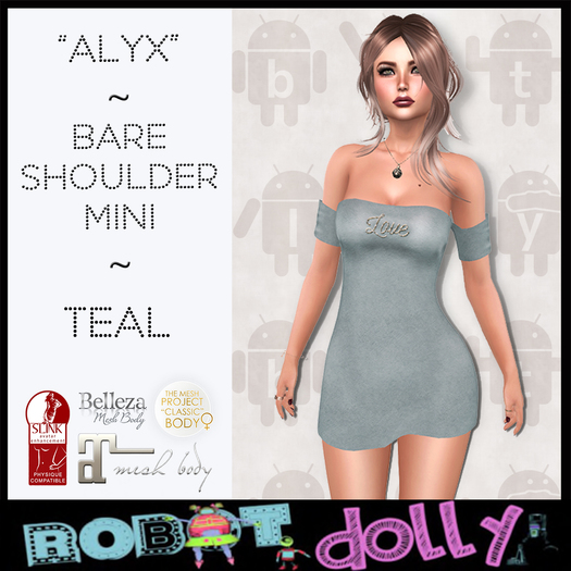 RD - "Alyx" - Bare Shoulder Mini - Teal