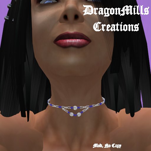 Diamond N Silver Choker 2   (blue)