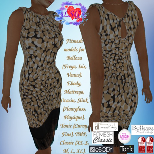 Beige Patchy Dress With Bottom Lace Frill Fitmesh  Belleza, Ebody, Maitreya, Ocacin, Slink, Tonic, TMP, Classic