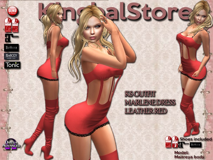 150 KS OUTFIT MARLENE DRESS LEATHER RED